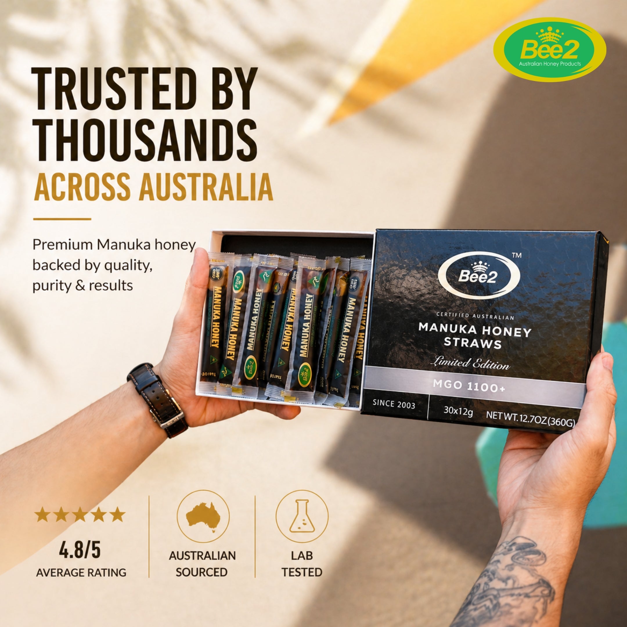 Bee2 Manuka Honey Straws MGO 1100+