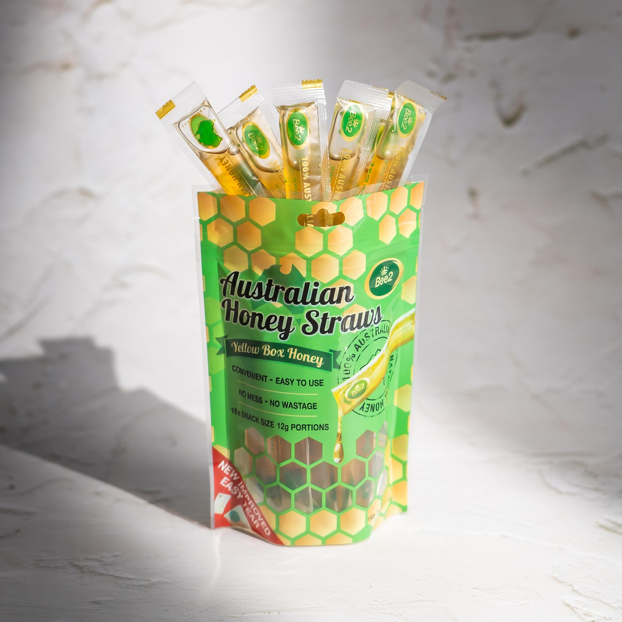 Bee2 Yellow Box Honey Straws (6 Packs)