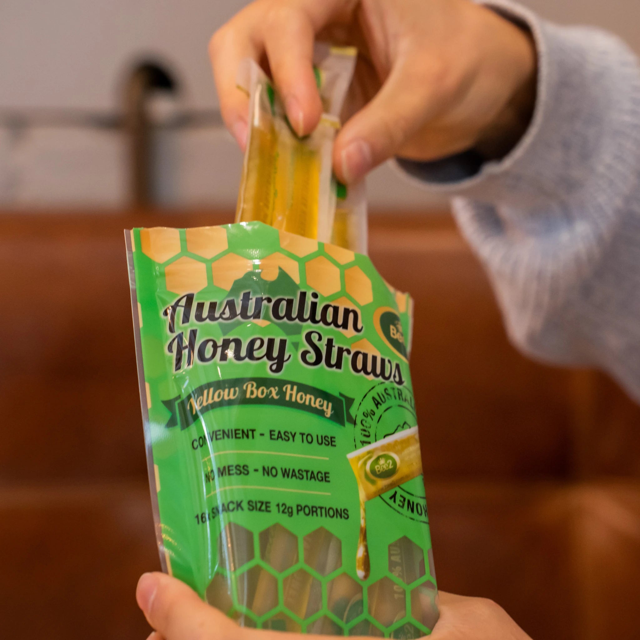 Bee2 Yellow Box Honey Straws