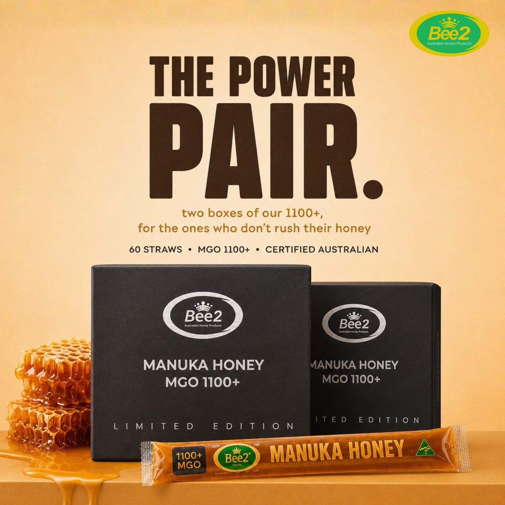 The Power Pair Bundle (2 x Boxes 1100+ MGO Honey Straws) 60 Straws